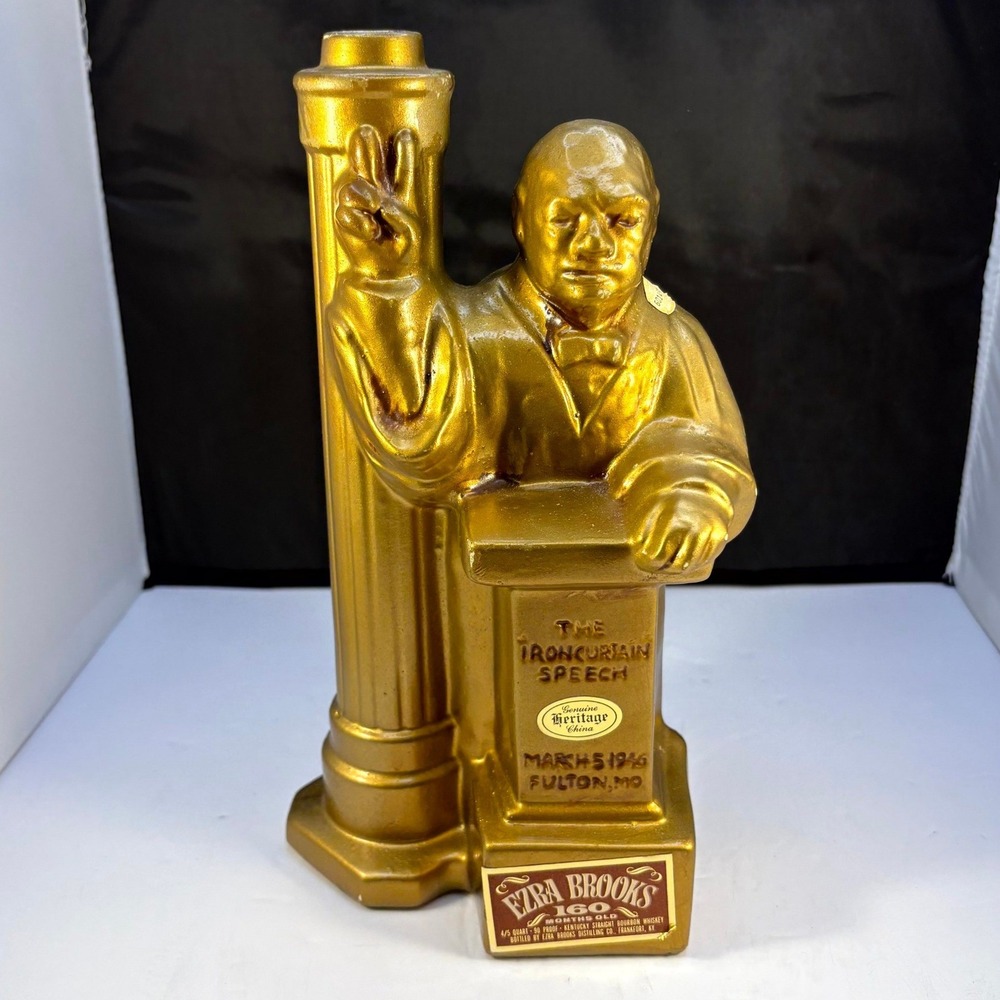 1969 Ezra Brooks Winston Churchill Iron Curtain Speech First Edition Decanter